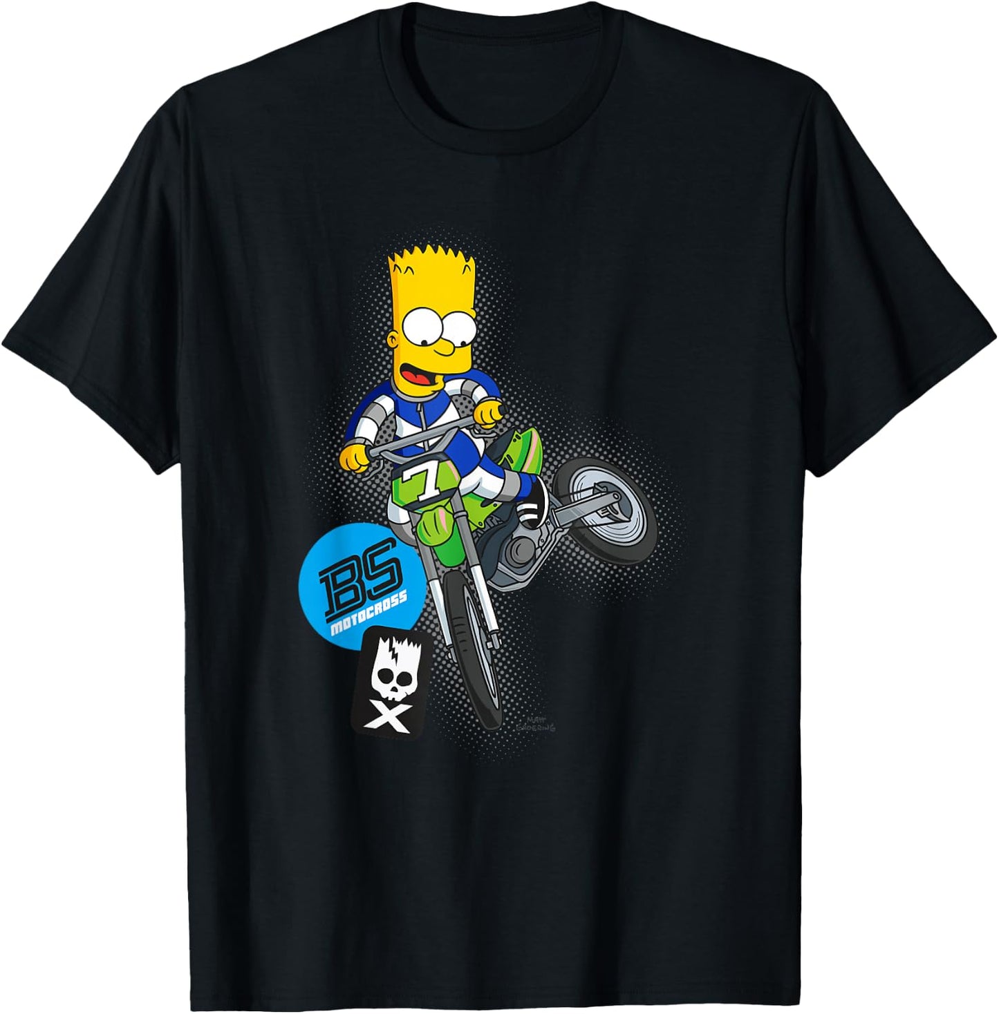 The Simpsons Bart Simpson BMX Motocross Racing C2 T-Shirt - T-Shirt | Black