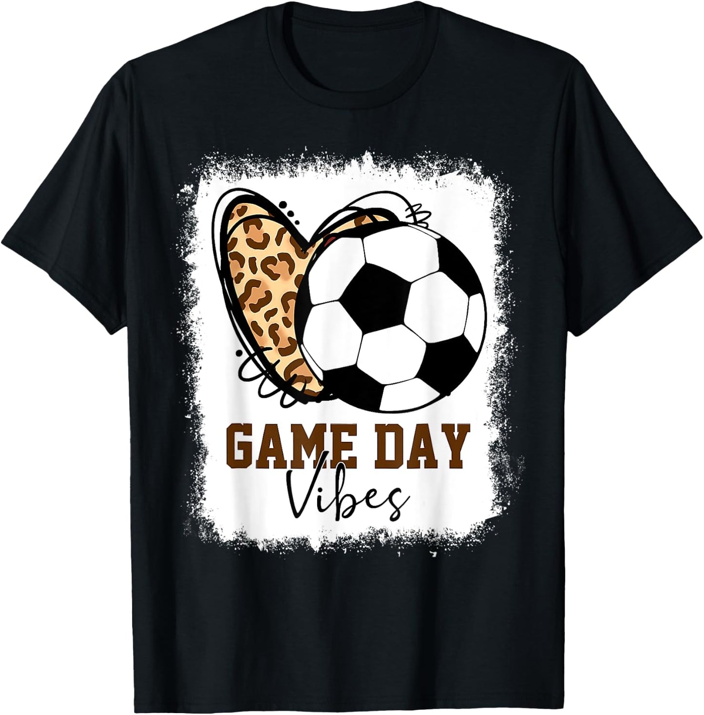 Bleached Soccer Game Day Vibes Soccer Mom Game Day Season T-Shirt - T-Shirt | Black