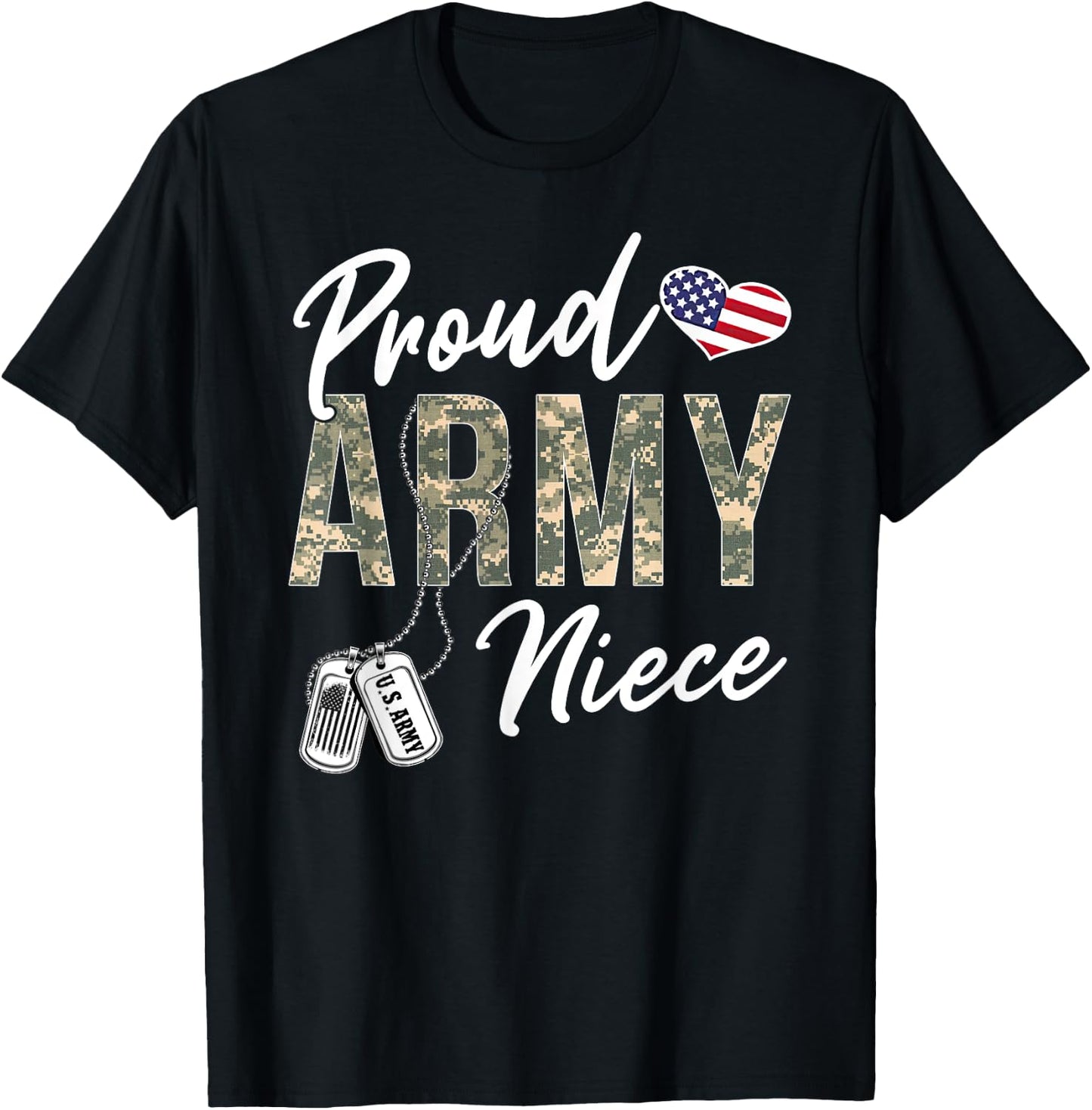 Proud Army Niece Army Graduation Niece US Army Niece Gifts T-Shirt - T-Shirt | Black