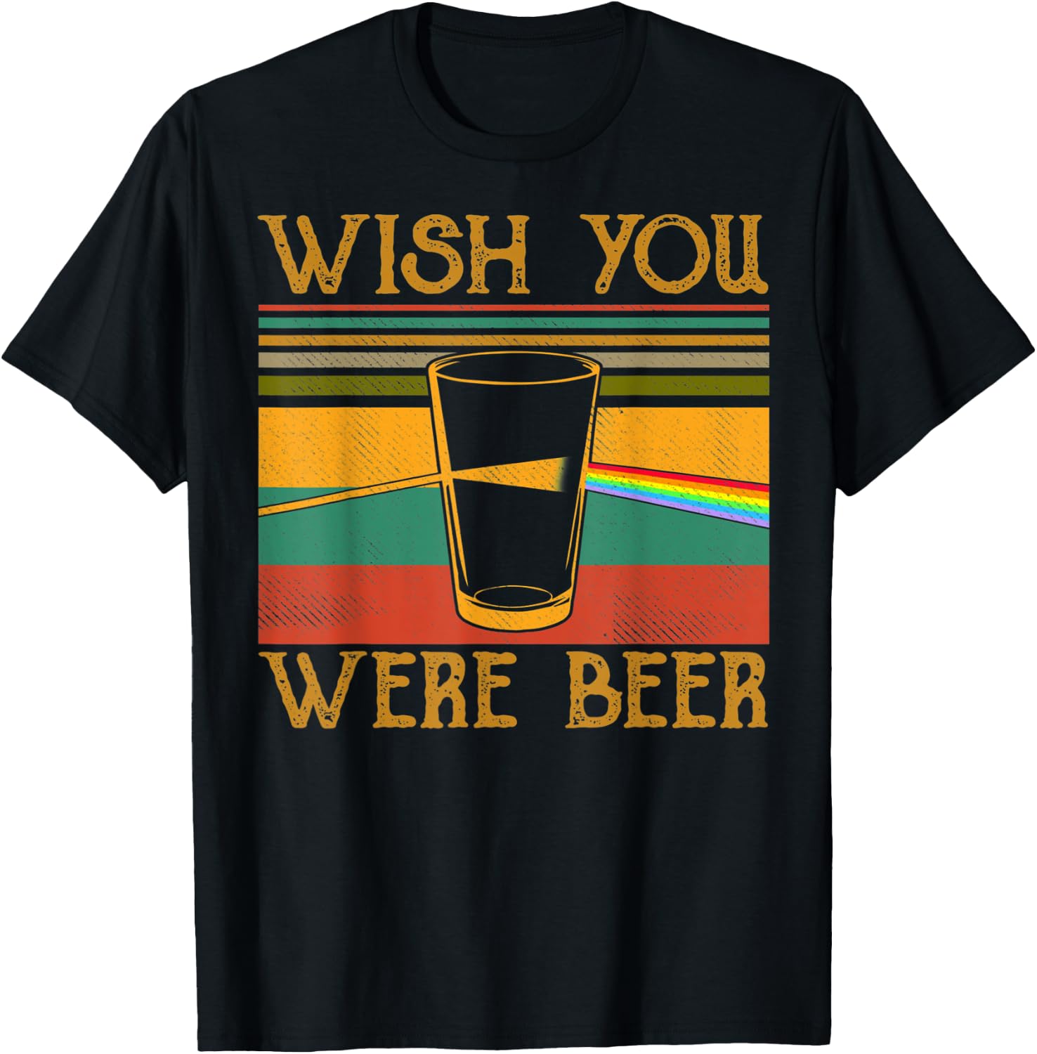 Wish You Were Beer Vintage Retro Funny T-Shirt - T-Shirt | Black