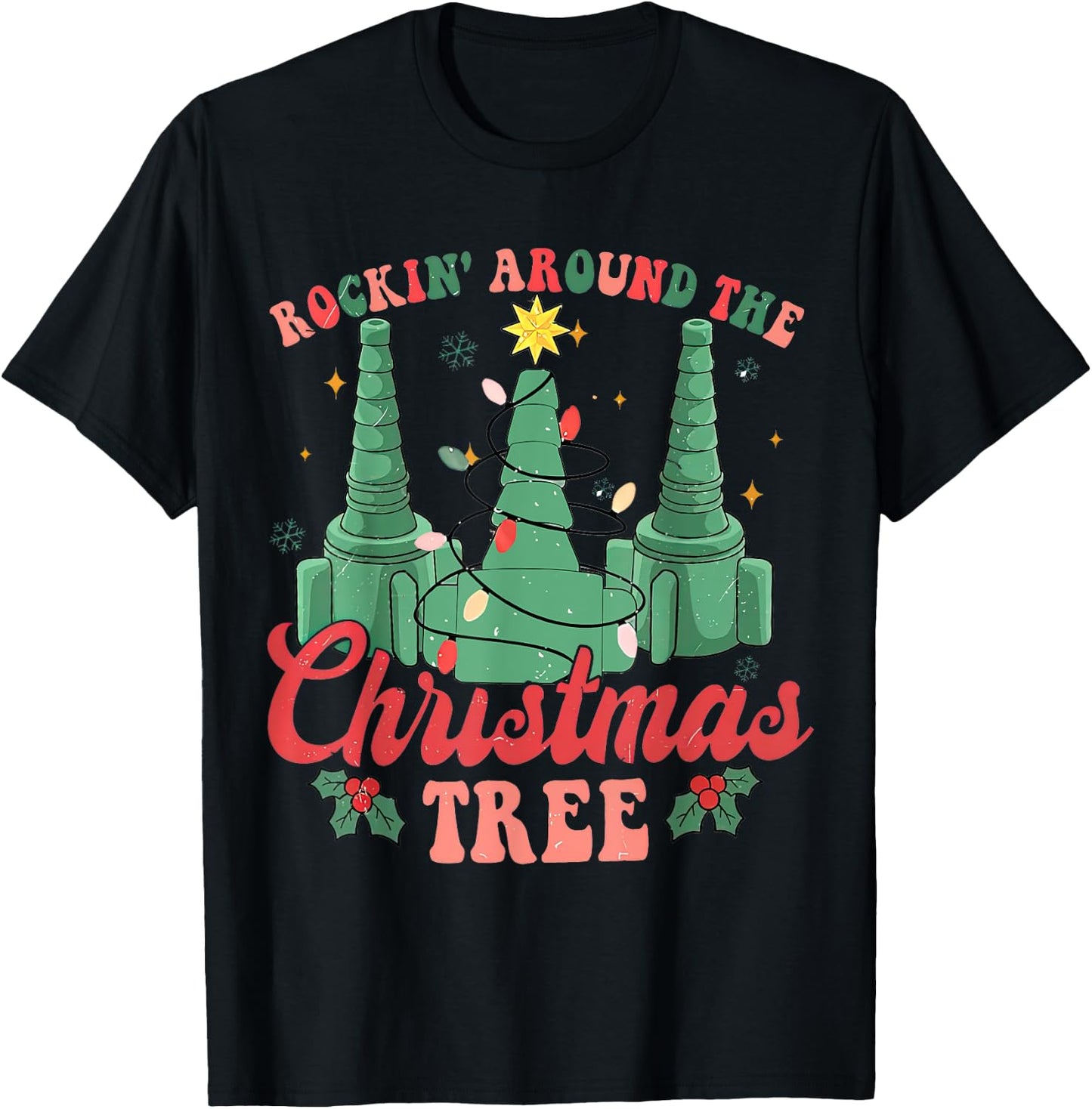 Rockin' Around The Xmas Tree Nurse Respiratory Therapist T-Shirt - T-Shirt | Black
