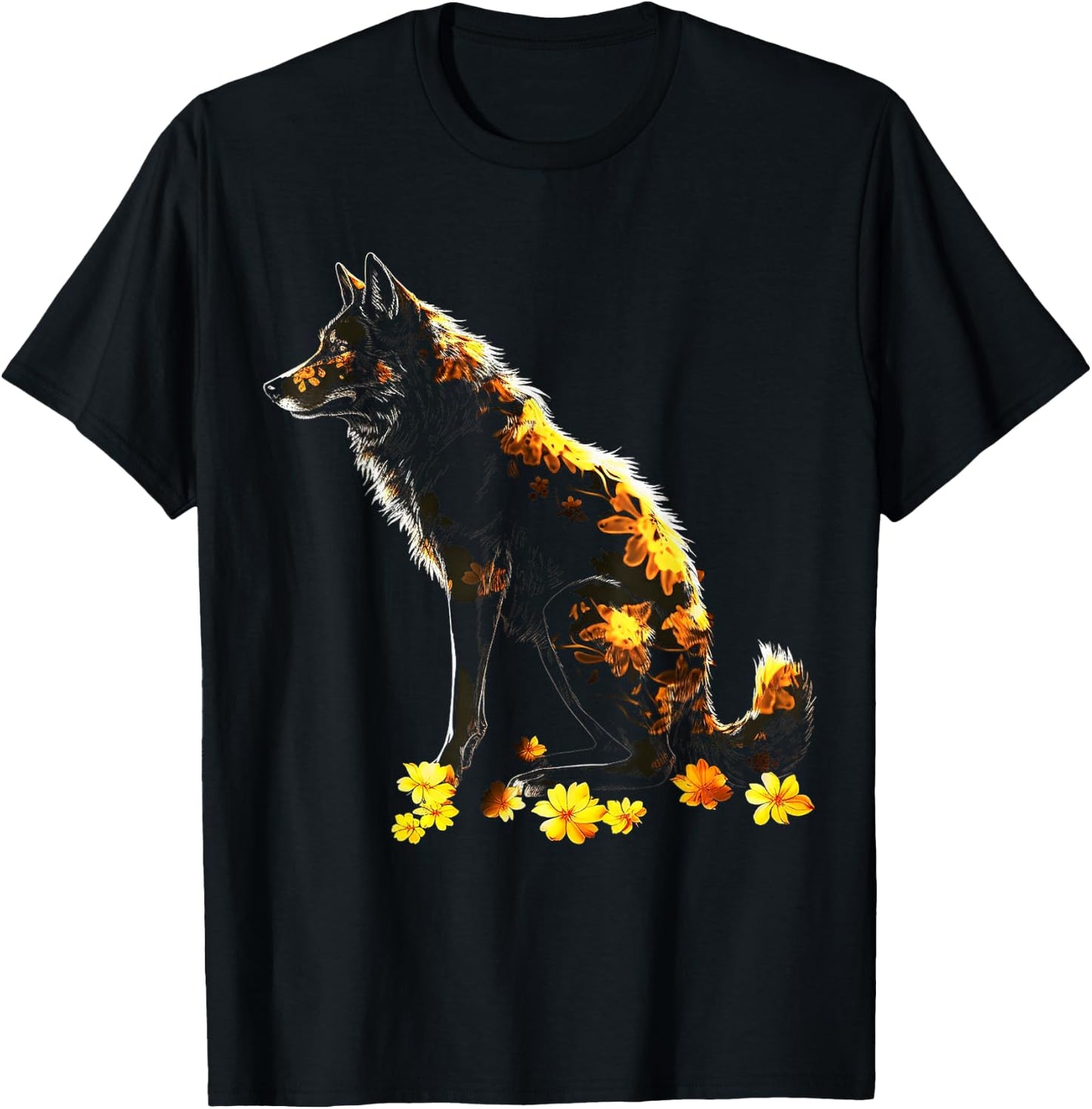 Wolf Lover Artwork | Animal Motif Wolf T-Shirt - T-Shirt | Black