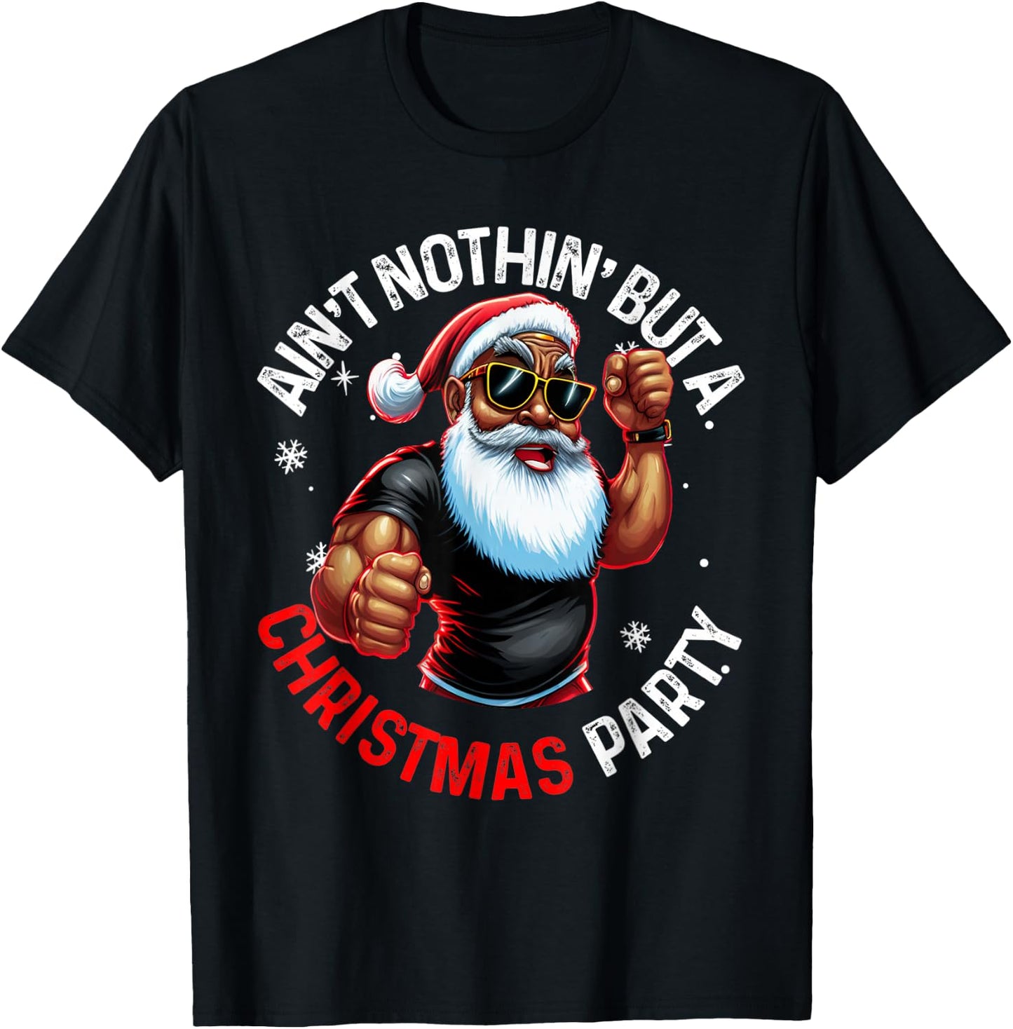 African American Santa Claus Christmas Pajama MenWomen T-Shirt - T-Shirt | Black