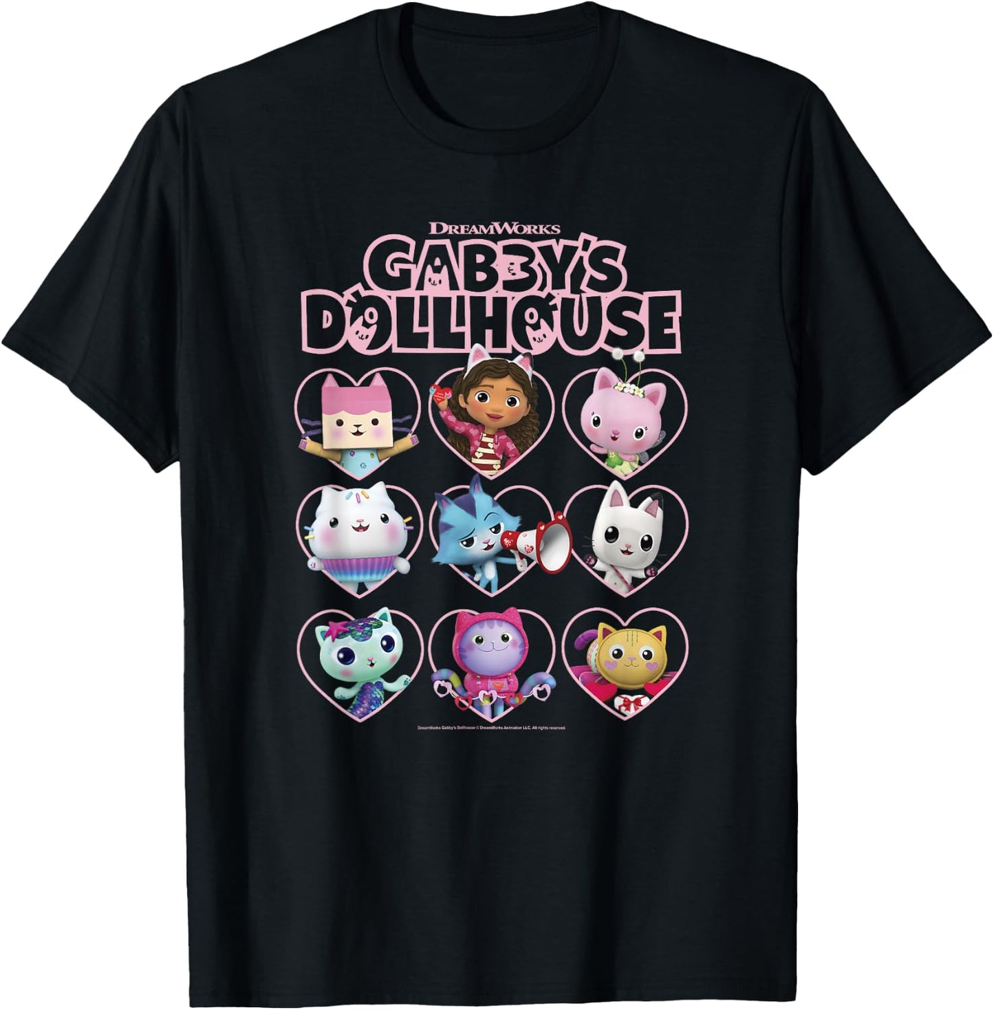 DreamWorks Gabby's Dollhouse Valentine's Day Group Shot T-Shirt - T-Shirt | Black