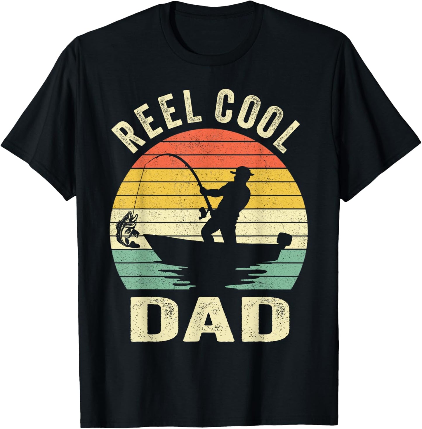 Reel Cool Dad Fishing Daddy Father's Day Gift Shirt T-Shirt - T-Shirt | Black