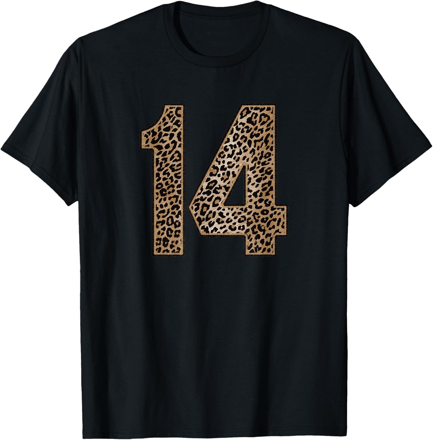 Leopard Number 14 Athlete Sports Jersey Supporter Fanwear T-Shirt - T-Shirt | Black