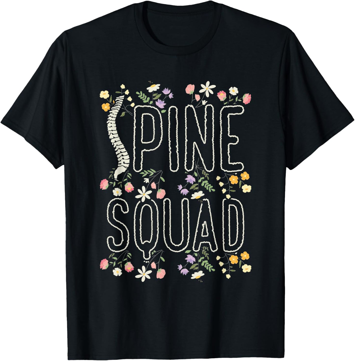 Orthopedic Nurse Floral Orthopedic Spine Squad T-Shirt - T-Shirt | Black