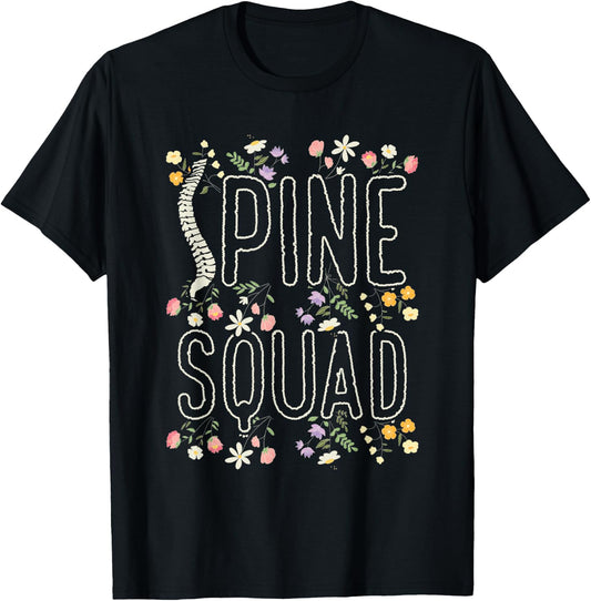Orthopedic Nurse Floral Orthopedic Spine Squad T-Shirt - T-Shirt | Black