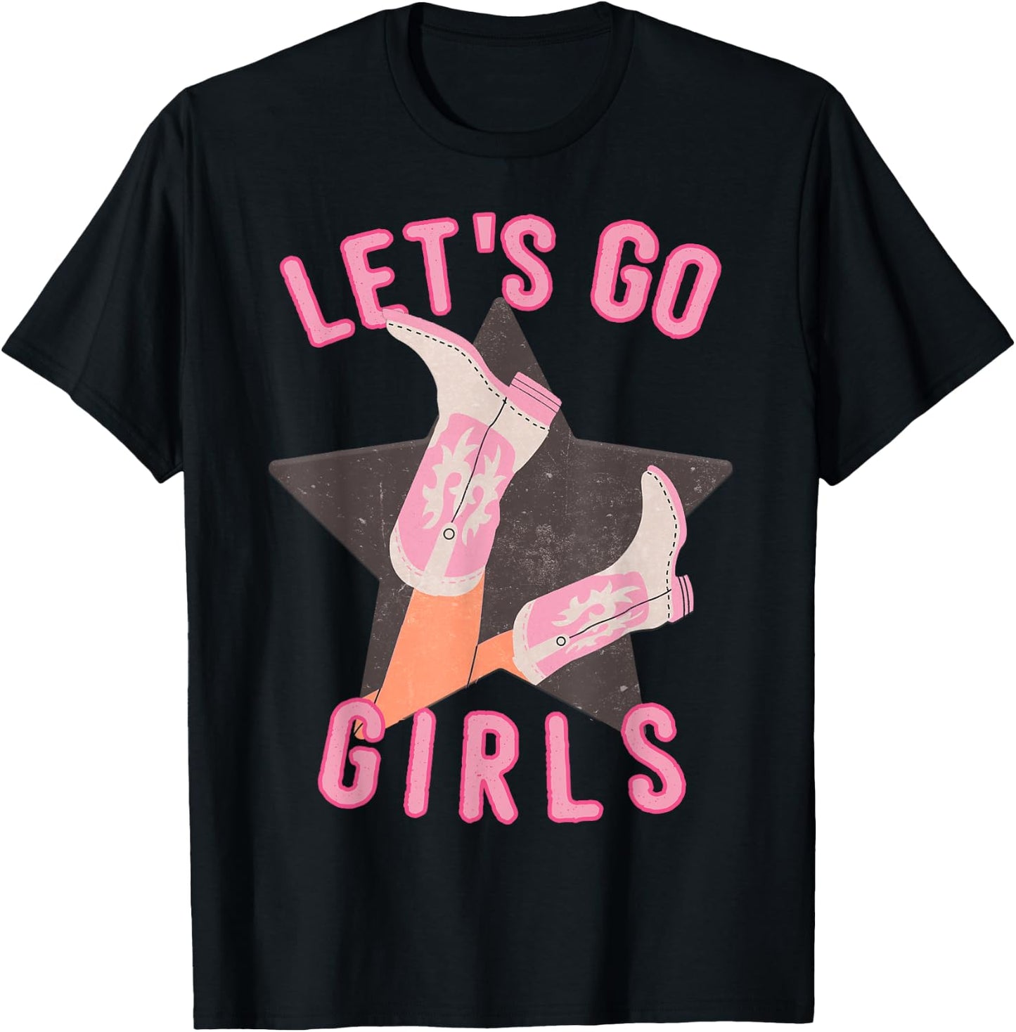 Western Let's Go Girls Bridal Bachelorette Party Matching T-Shirt - T-Shirt | Black