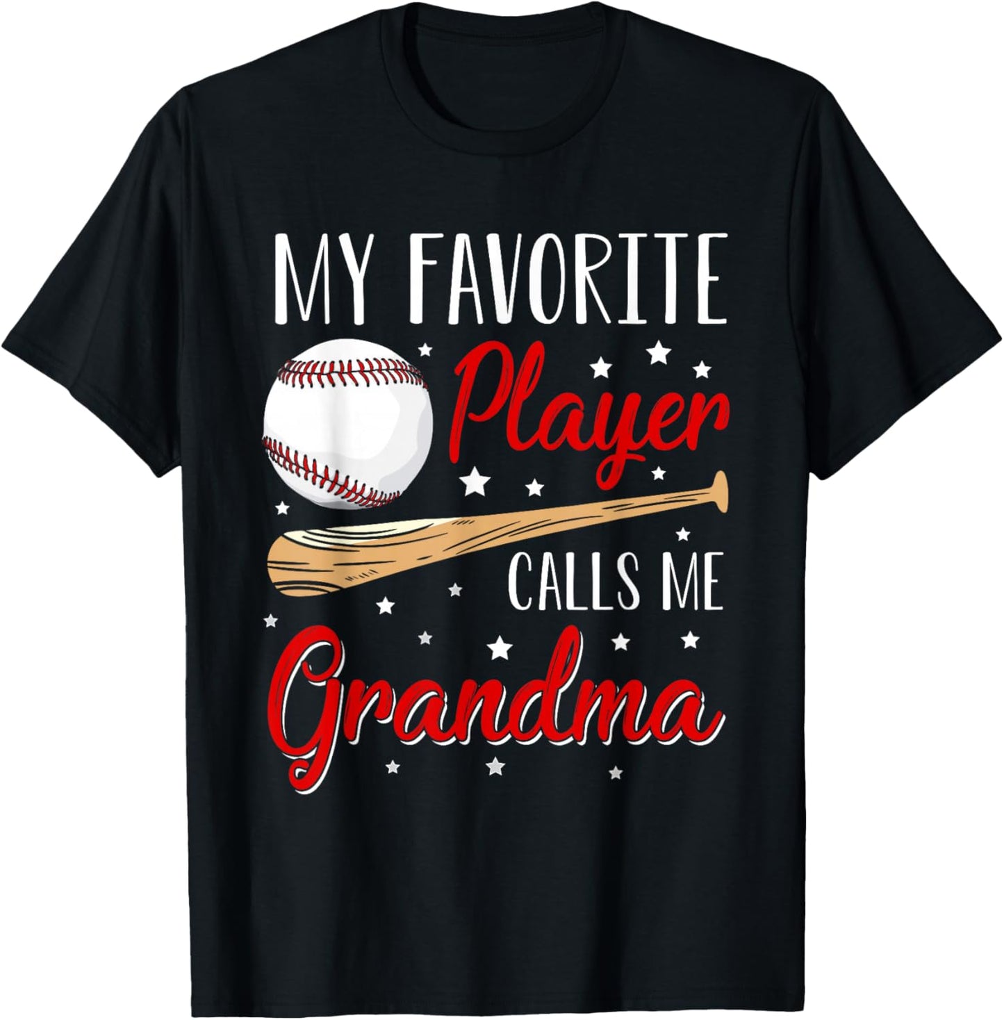 Baseball My Favorite Player Calls Me Grandma Heart T-Shirt - T-Shirt | Black
