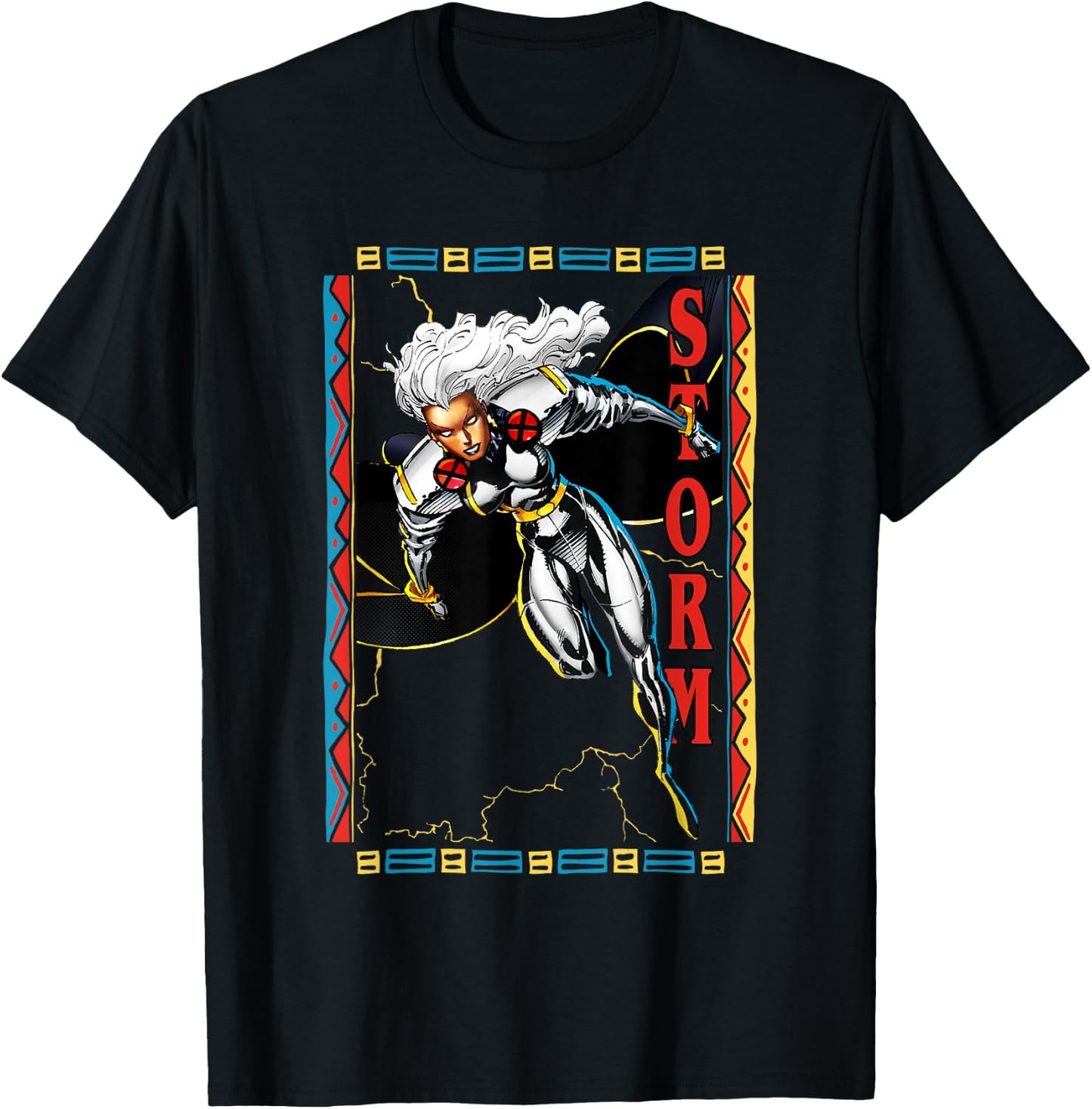 Marvel X-Men Storm Tribal Style Frame Epic Portrait T-Shirt - T-Shirt | Black