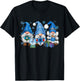 Snowman Gnomes in Blue Merry Christmas Gnomies Hello Winter T-Shirt - T-Shirt | Black