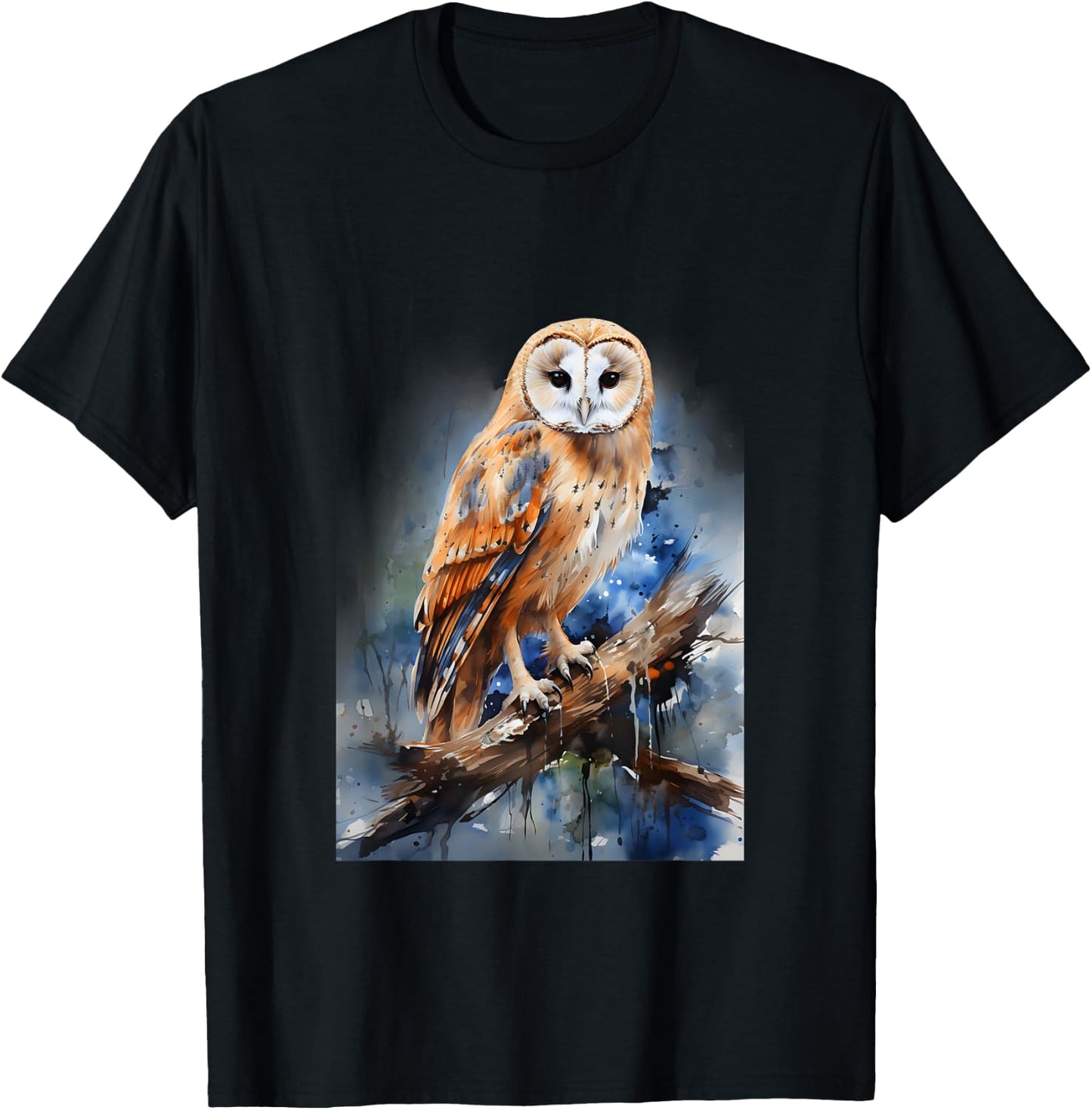 Barn Owl Gift Realistic Nature Trees Volatile T-Shirt - T-Shirt | Black
