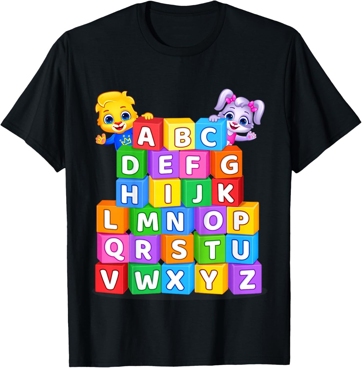 Colorful Alphabet Letters A to Z for Kids by Lucas & Friends T-Shirt - T-Shirt | Black