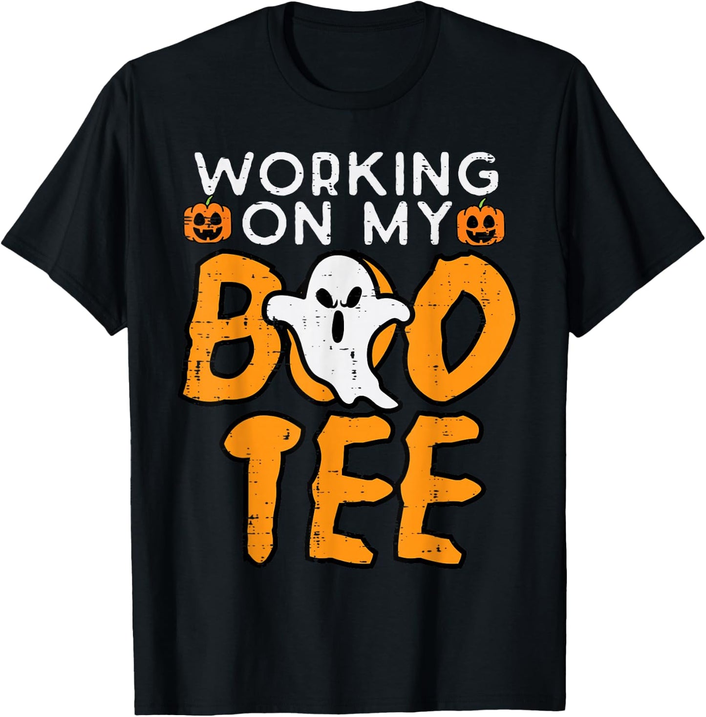 Working On My Boo Gym Fun Yoga Pilates Fitness Halloween T-Shirt - T-Shirt | Black