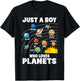 Just A Boy Who Loves Planets Solar System Astronomy Space T-Shirt - T-Shirt | Black