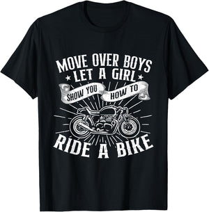 Let A Girl Show You How To Ride A Bike - Biker Motorcycling T-Shirt - T-Shirt | Black