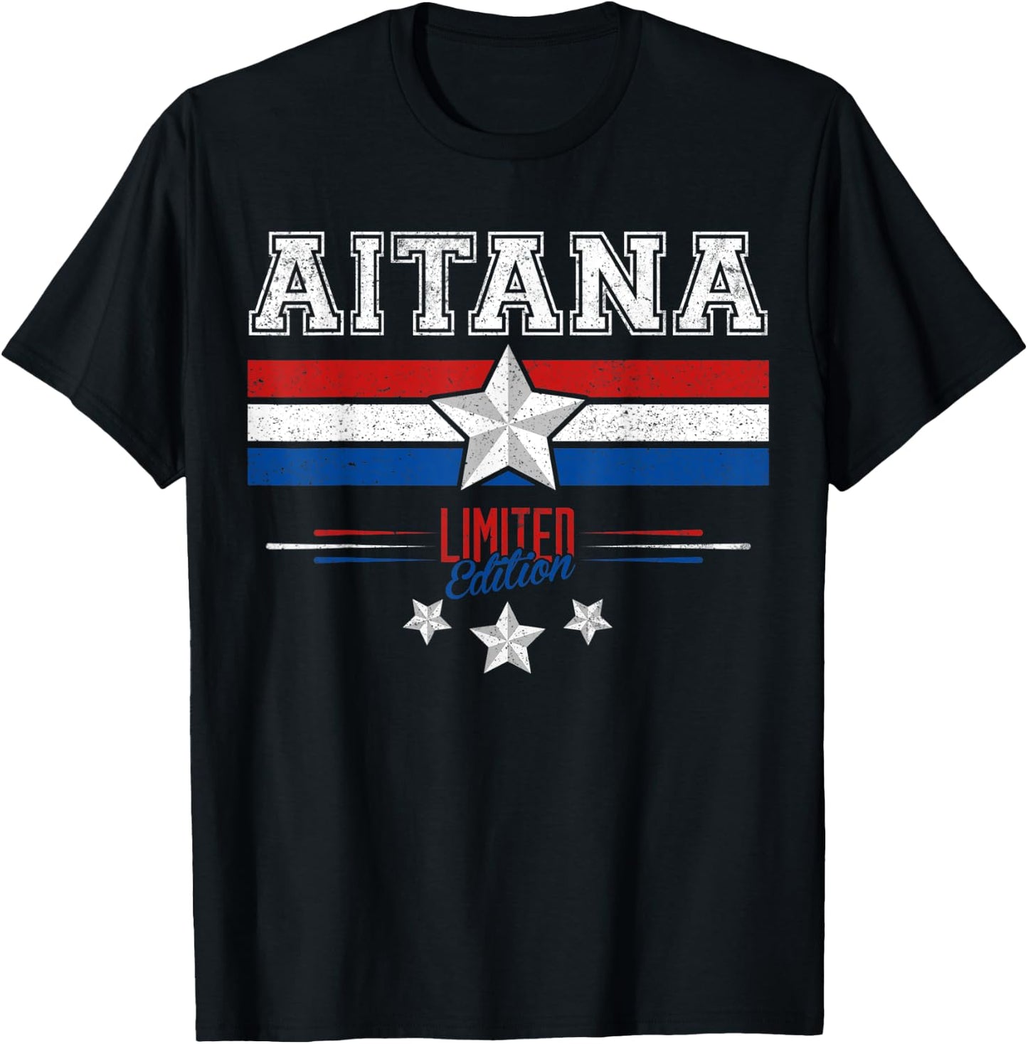 Aitana USA Flag Aitana Name Birthday Shirt Gift T-Shirt - T-Shirt | Black