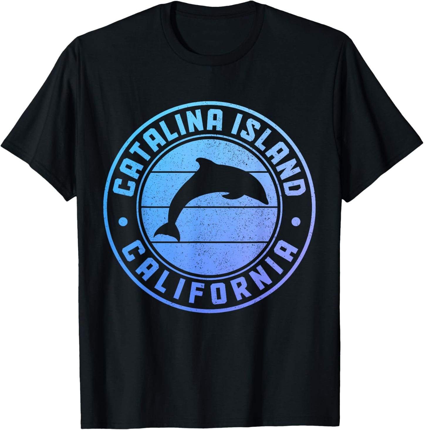 Catalina Island Dolphin Vintage California T-Shirt - T-Shirt | Black