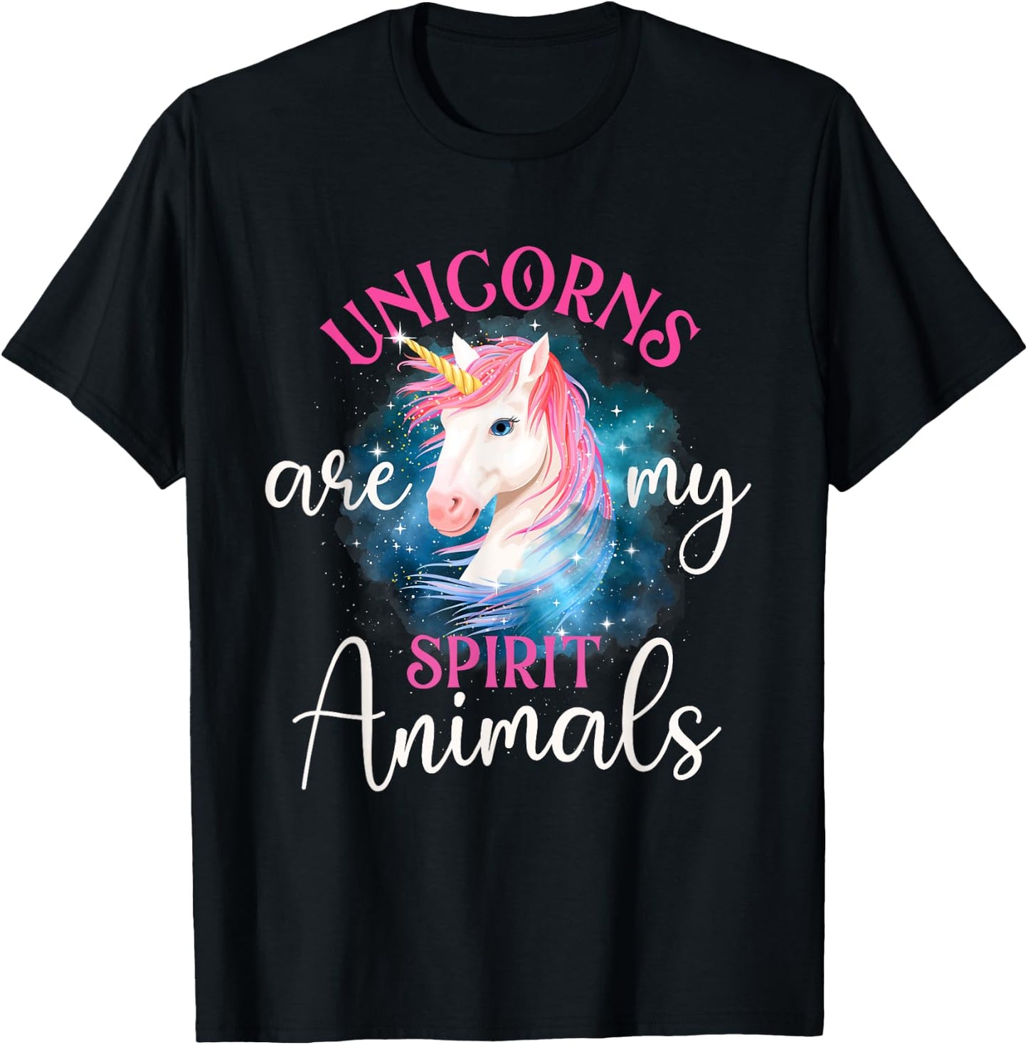 Unicorns Are My Spirit Animals - Rainbow Unicorn T-Shirt - T-Shirt | Black
