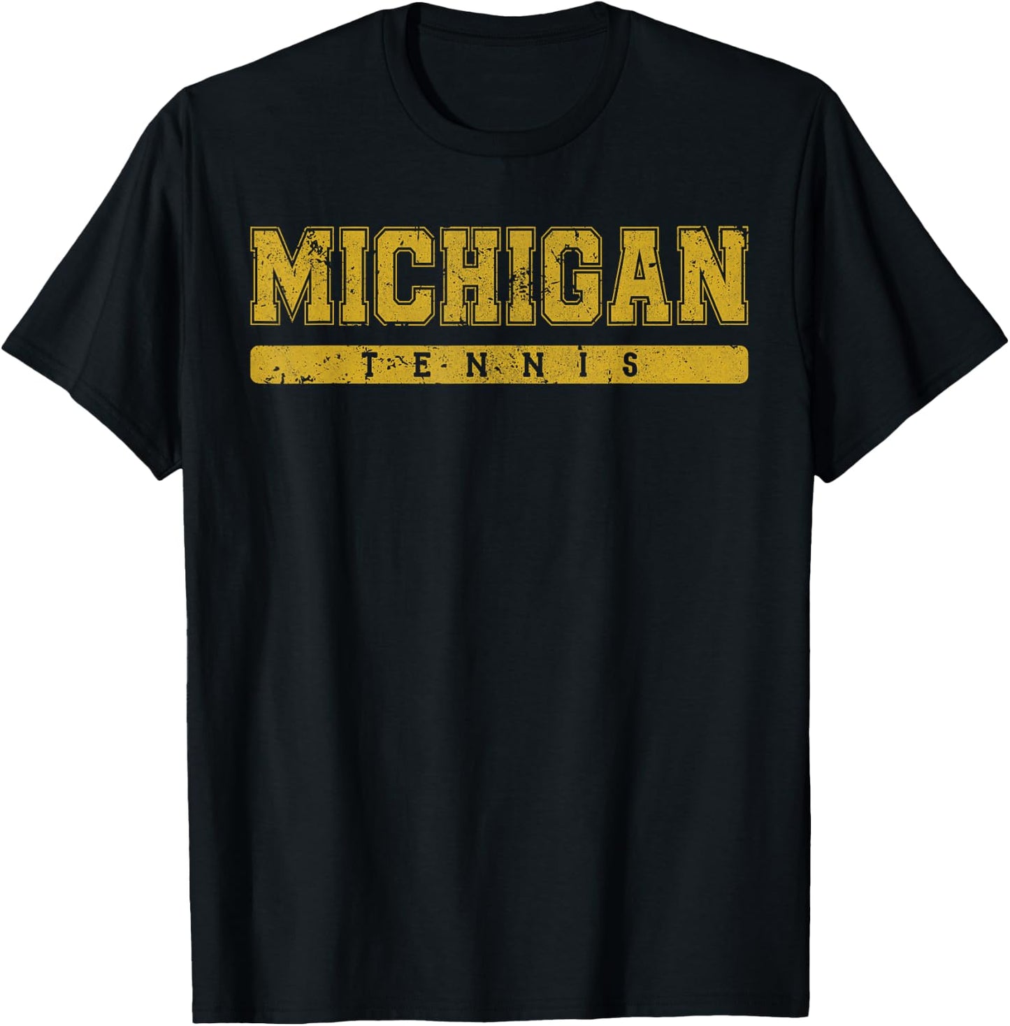 Michigan Tennis Yellow Vintage Text T-Shirt - T-Shirt | Black