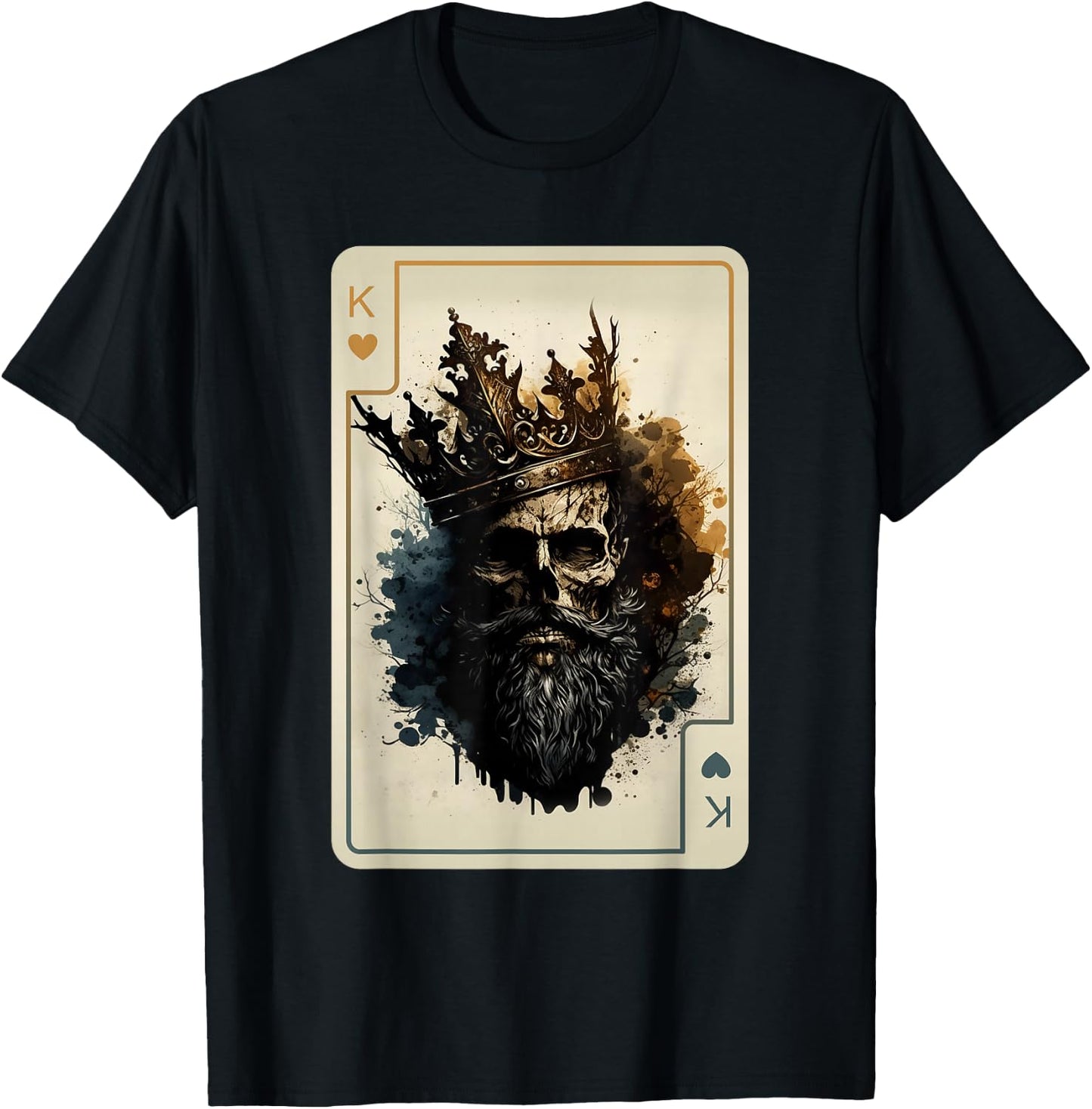 King of Hearts Creepy Card Game Poker Gothic Halloween T-Shirt - T-Shirt | Black