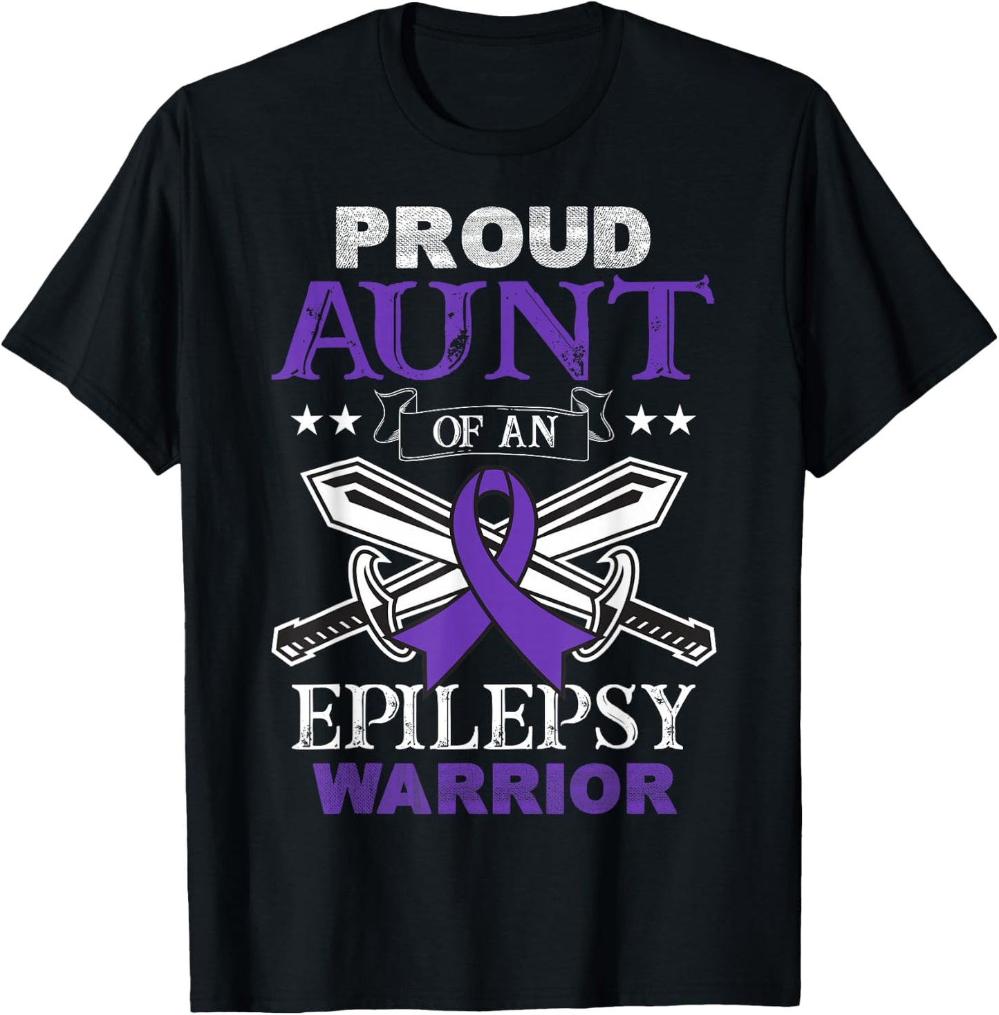 Proud Aunt Of An Epilepsy Warrior Family Matching Party T-Shirt - T-Shirt | Black
