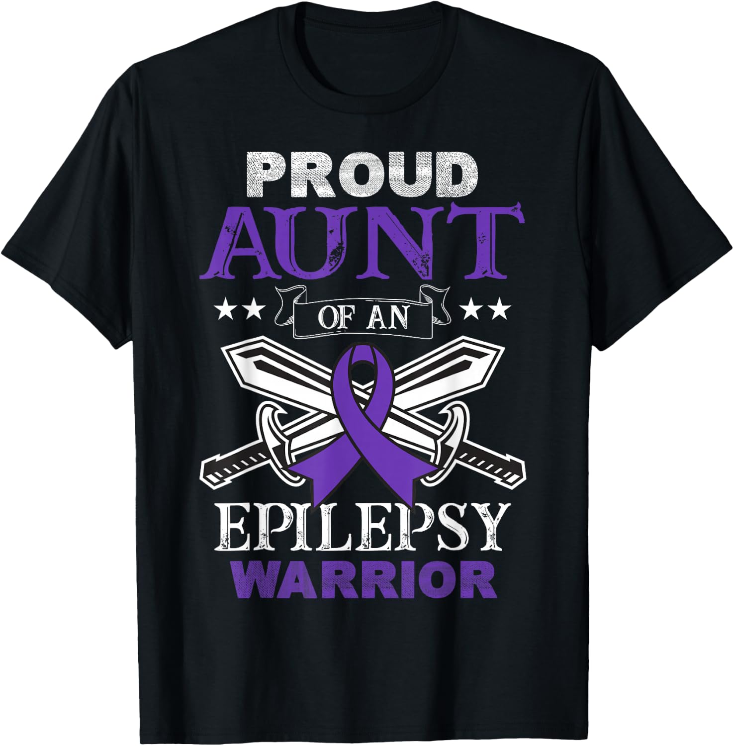 Proud Aunt Of An Epilepsy Warrior Family Matching Party T-Shirt - T-Shirt | Black