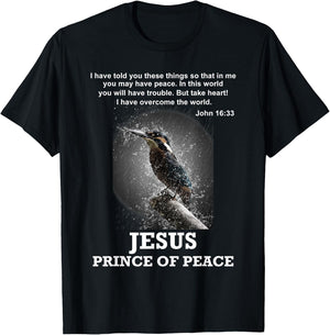 John 16:33 Jesus Prince of Peace Bible Verse Christian T-Shirt - T-Shirt | Black