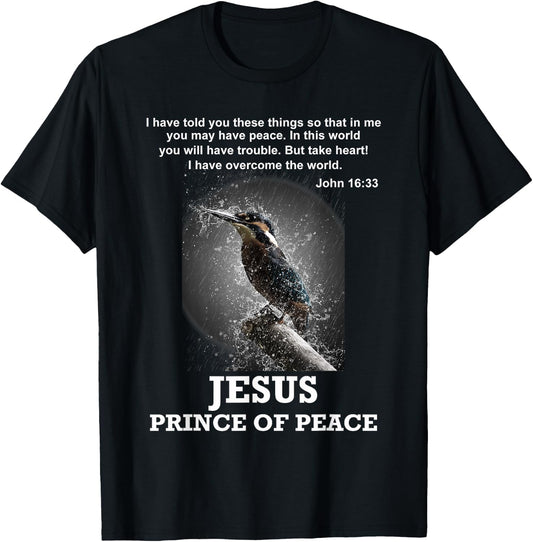 John 16:33 Jesus Prince of Peace Bible Verse Christian T-Shirt - T-Shirt | Black