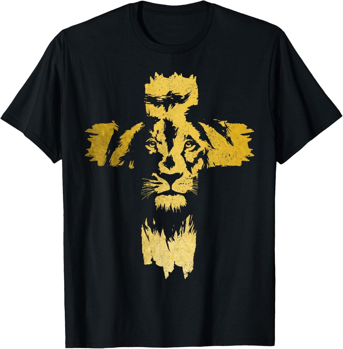 Christian Lion Cross Bible Jesus Religious T-Shirt - T-Shirt | Black