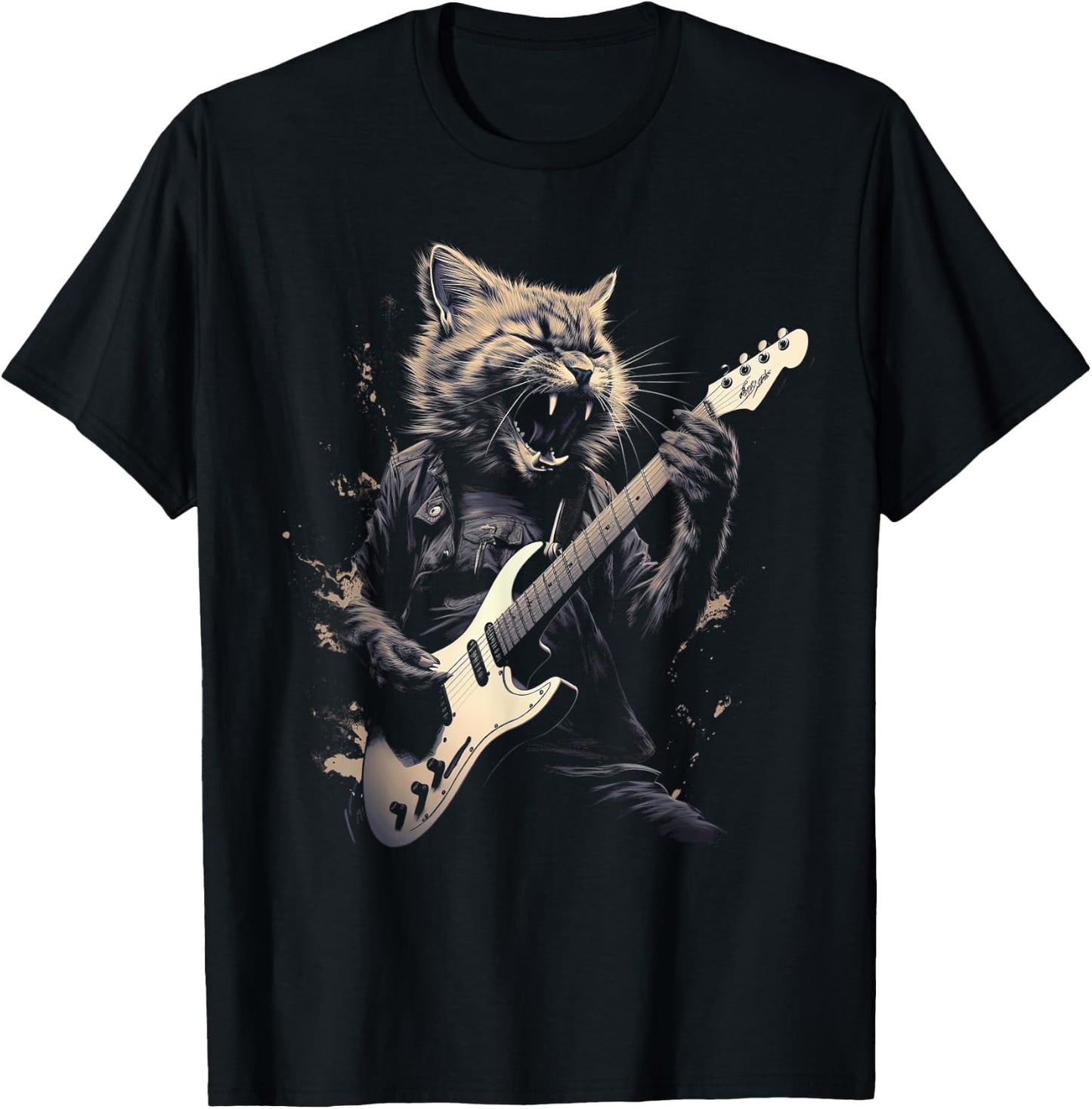 Cat Playing Bass Guitar Guitarist Rocker cool Men Women Kids T-Shirt - T-Shirt | Black