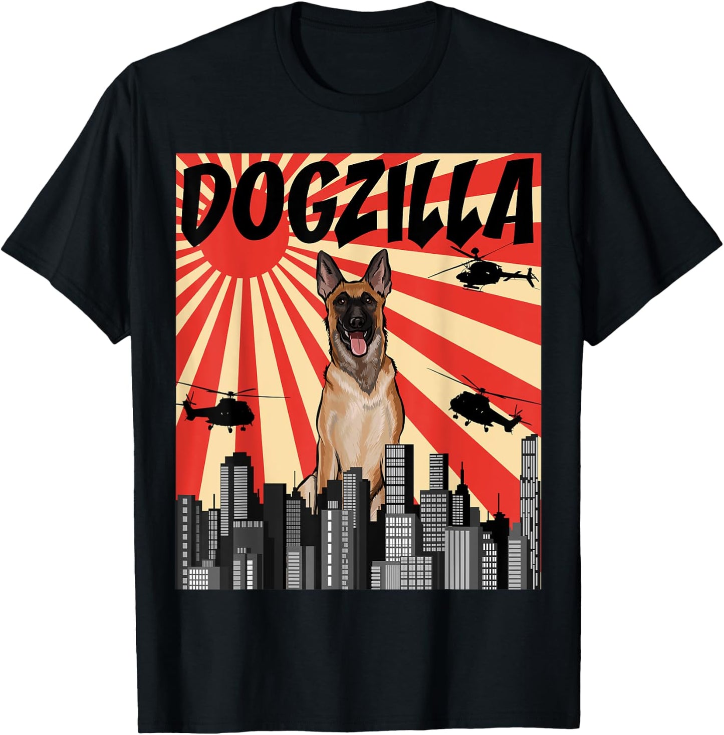 Funny Japanese Dogzilla Malinoi Belgian T-Shirt - T-Shirt | Black
