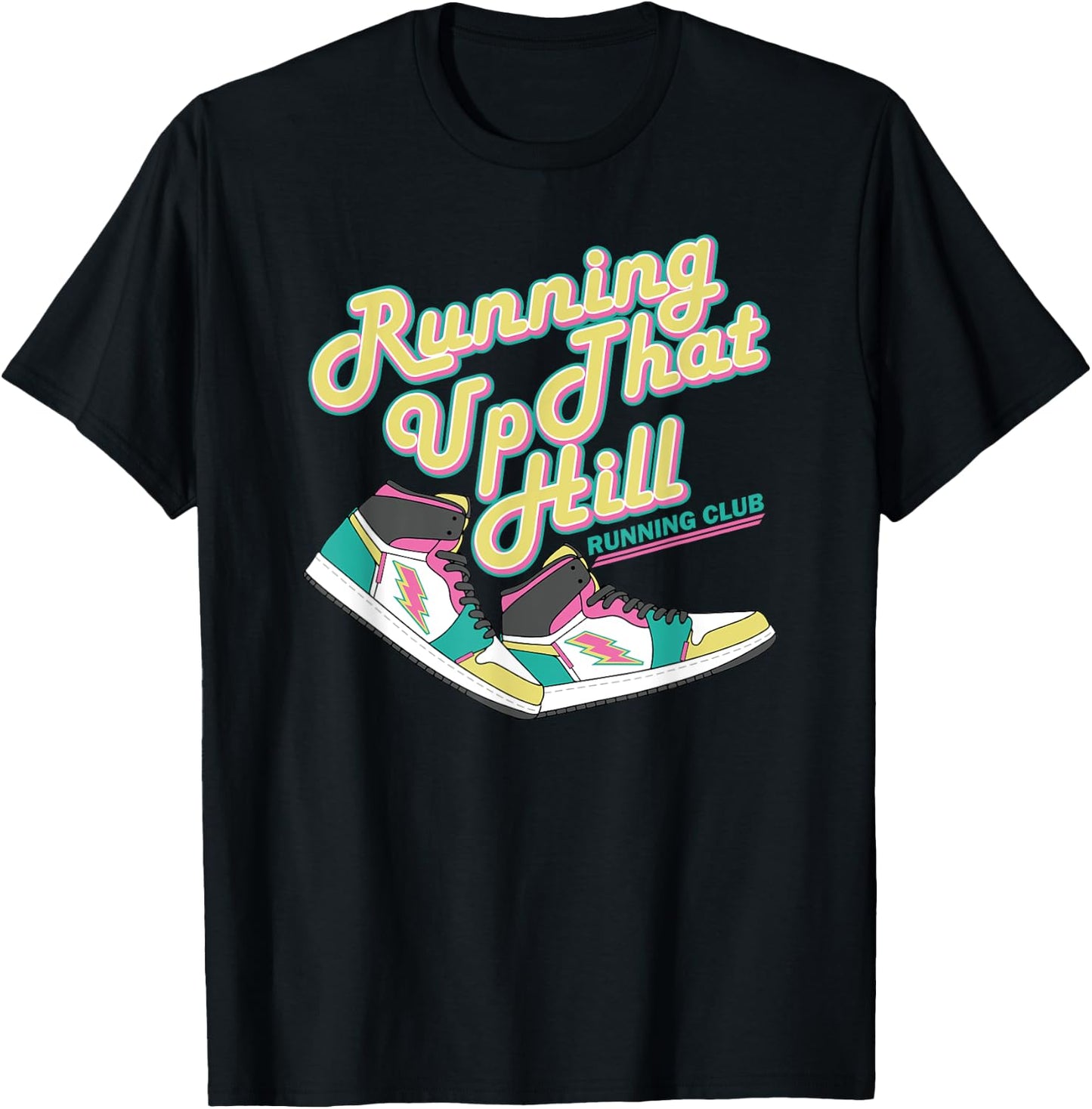 Running Up That Hill Retro Running Marathon Track Cross T-Shirt - T-Shirt | Black