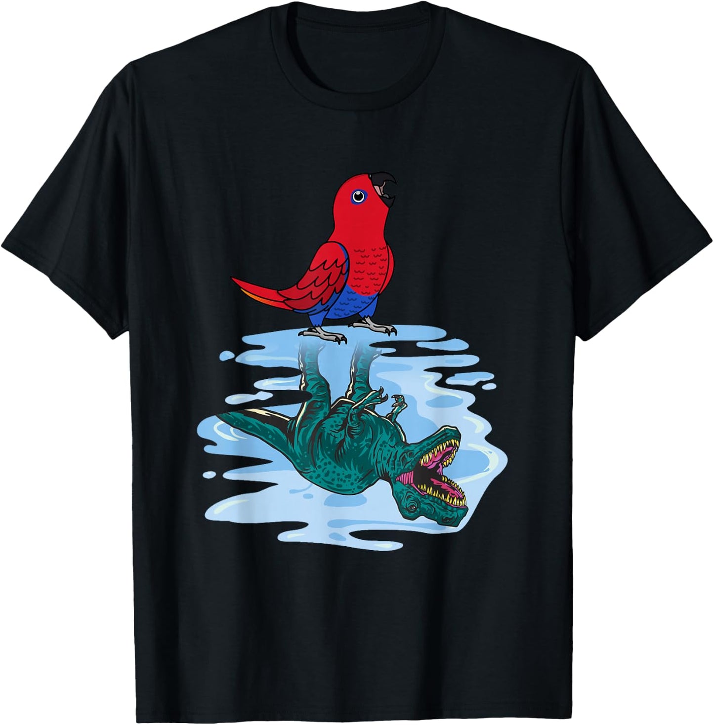 Parrot & T Rex Reflection I Female Eclectus T-Shirt - T-Shirt | Black