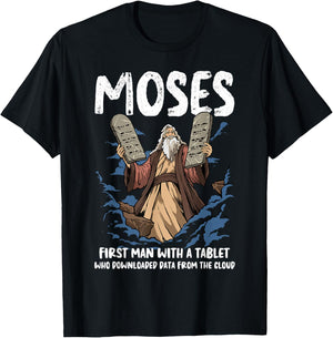 Funny Moses Shirt Christian Humor Bible Gospel Data Cloud T-Shirt - T-Shirt | Black