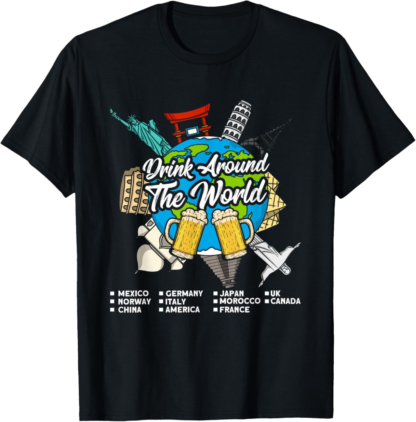 Adult Vacation Drinking Countries International National T-Shirt - T-Shirt | Black