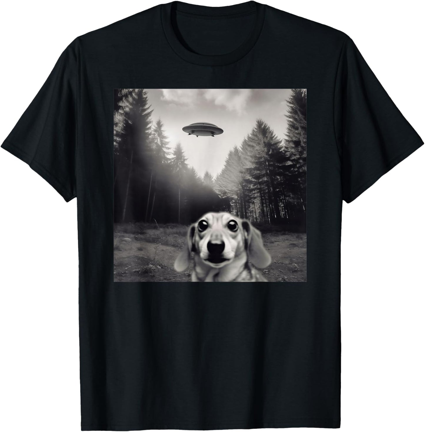 Alien UFO Funny Dachshund Dog Women Girls Kids T-Shirt - T-Shirt | Black