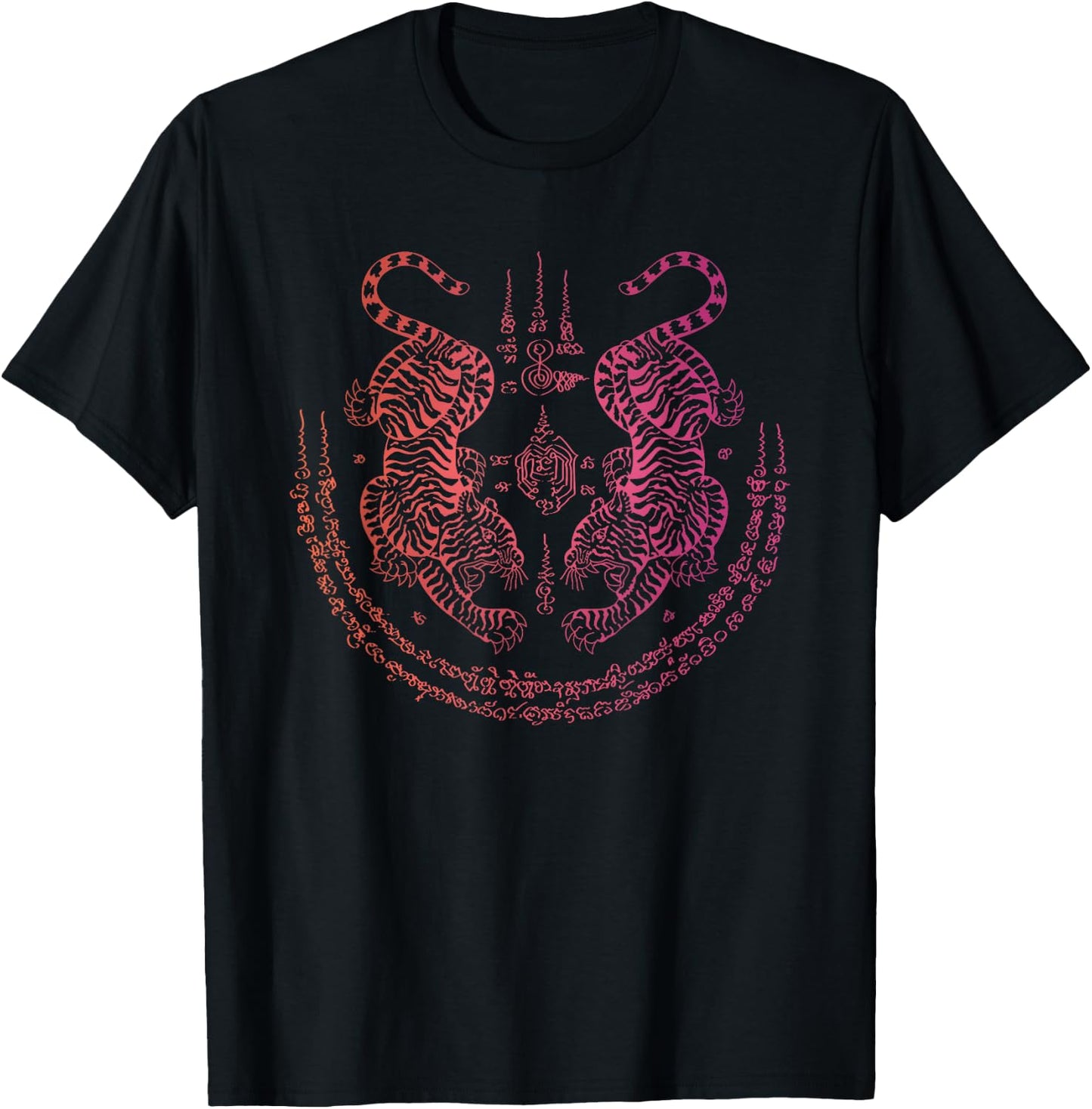 Thai Tattoo Twin Tiger Sak Yant Muay Thai Thailand Graphic T-Shirt - T-Shirt | Black