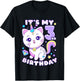 Birthday girl 3 years old, cat, unicorn, 3rd birthday T-Shirt - T-Shirt | Black
