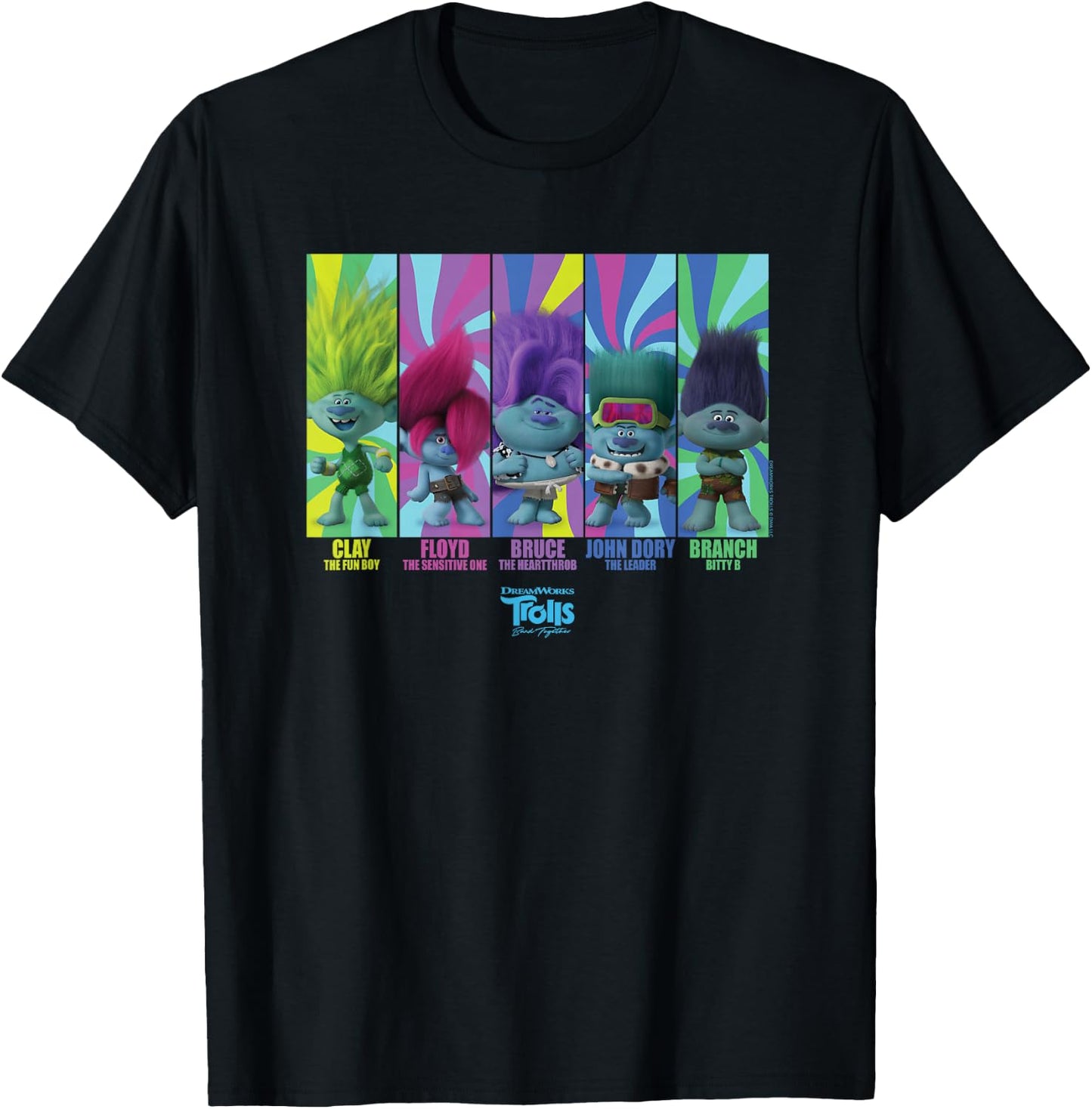 DreamWorks Trolls Band Together BroZone Band Members T-Shirt - T-Shirt | Black