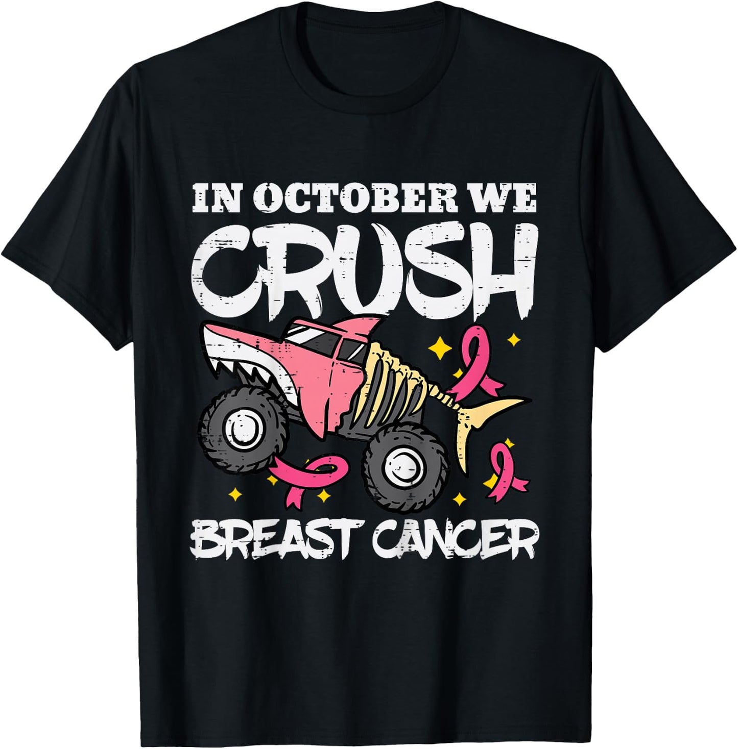 October Monster Truck Breast Cancer Halloween Toddler Boy T-Shirt - T-Shirt | Black