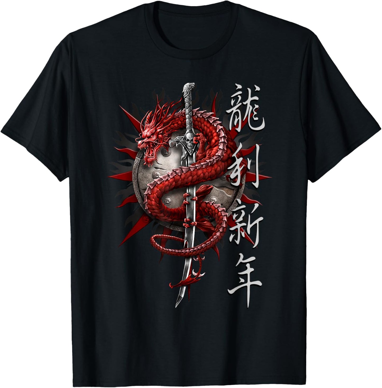 Spiral Original - Oriental Dragon - Gothic Dragon T-Shirt - T-Shirt | Black