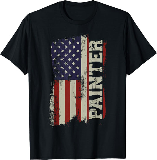 House Painter Decorator American Flag Vintage Painter T-Shirt - T-Shirt | Black