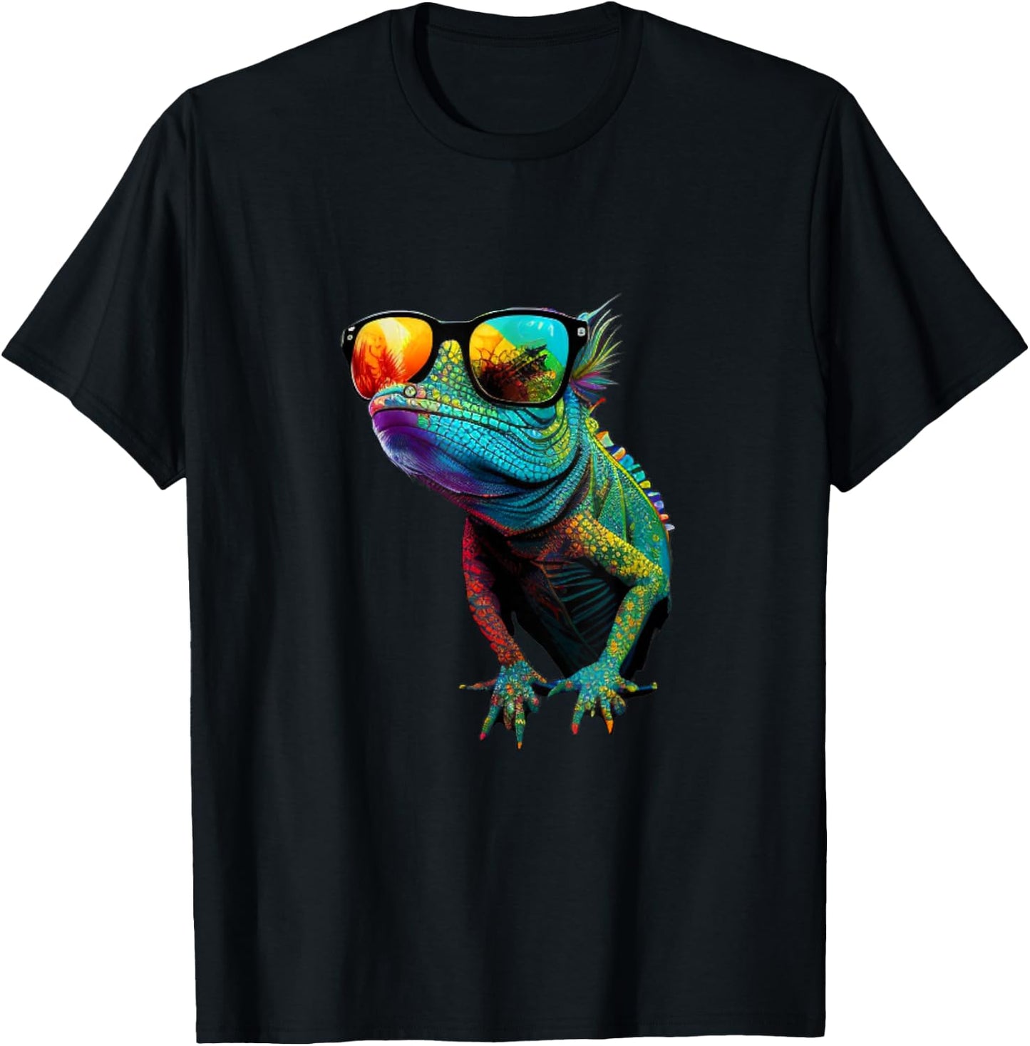 Funny Lizard with Sunglasses for Iguana & Reptiles Lovers T-Shirt - T-Shirt | Black