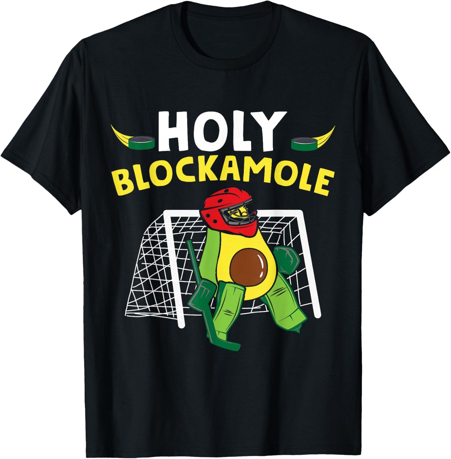 Funny Ice Hockey Goalie Ice Hockey Player Avocado T-Shirt - T-Shirt | Black