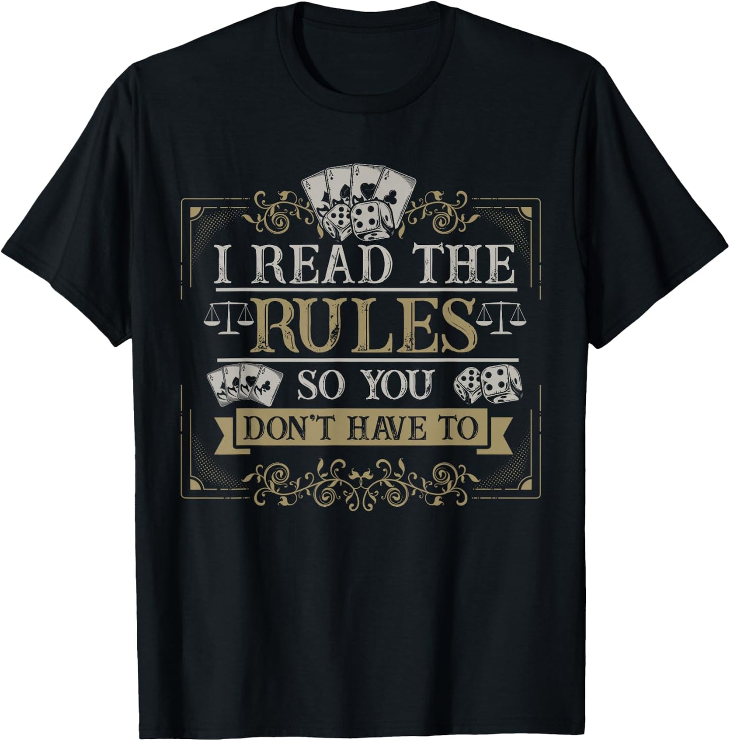 Board Games Vintage Game Night Men Women I Read The Rules T-Shirt - T-Shirt | Black