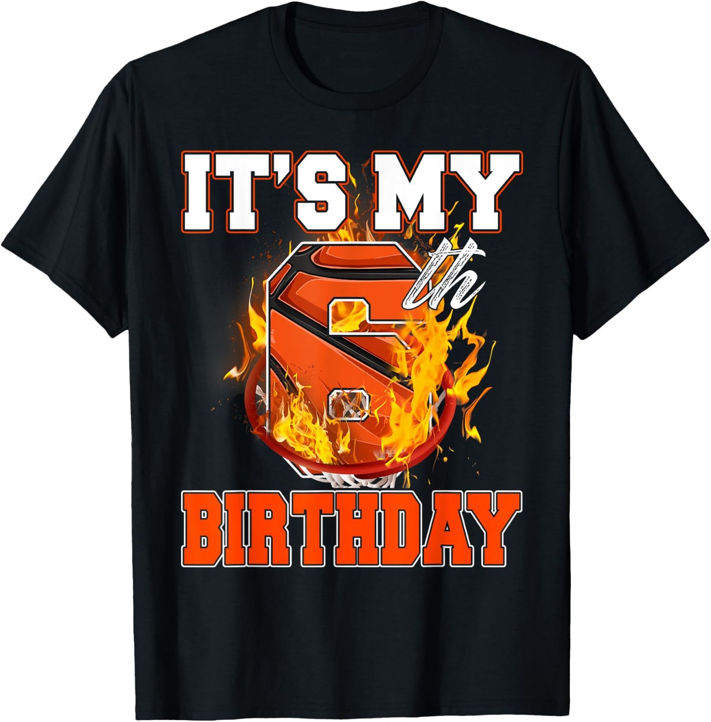 Funny It's My 6th Birthday 6 Years Old Basketball Ball Boy T-Shirt - T-Shirt | Black
