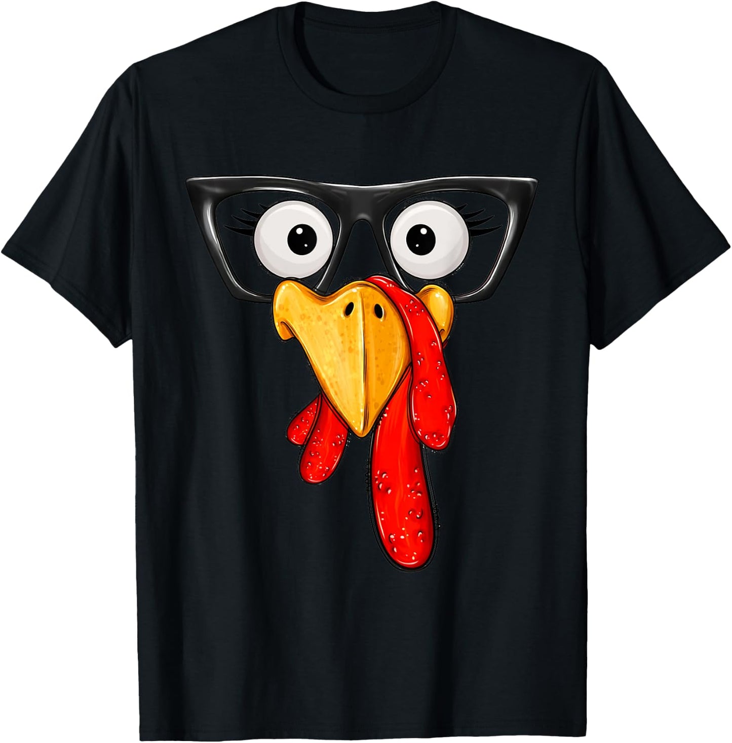 Cute Turkey Face Glasses Boys Kids Thanksgiving Family T-Shirt - T-Shirt | Black