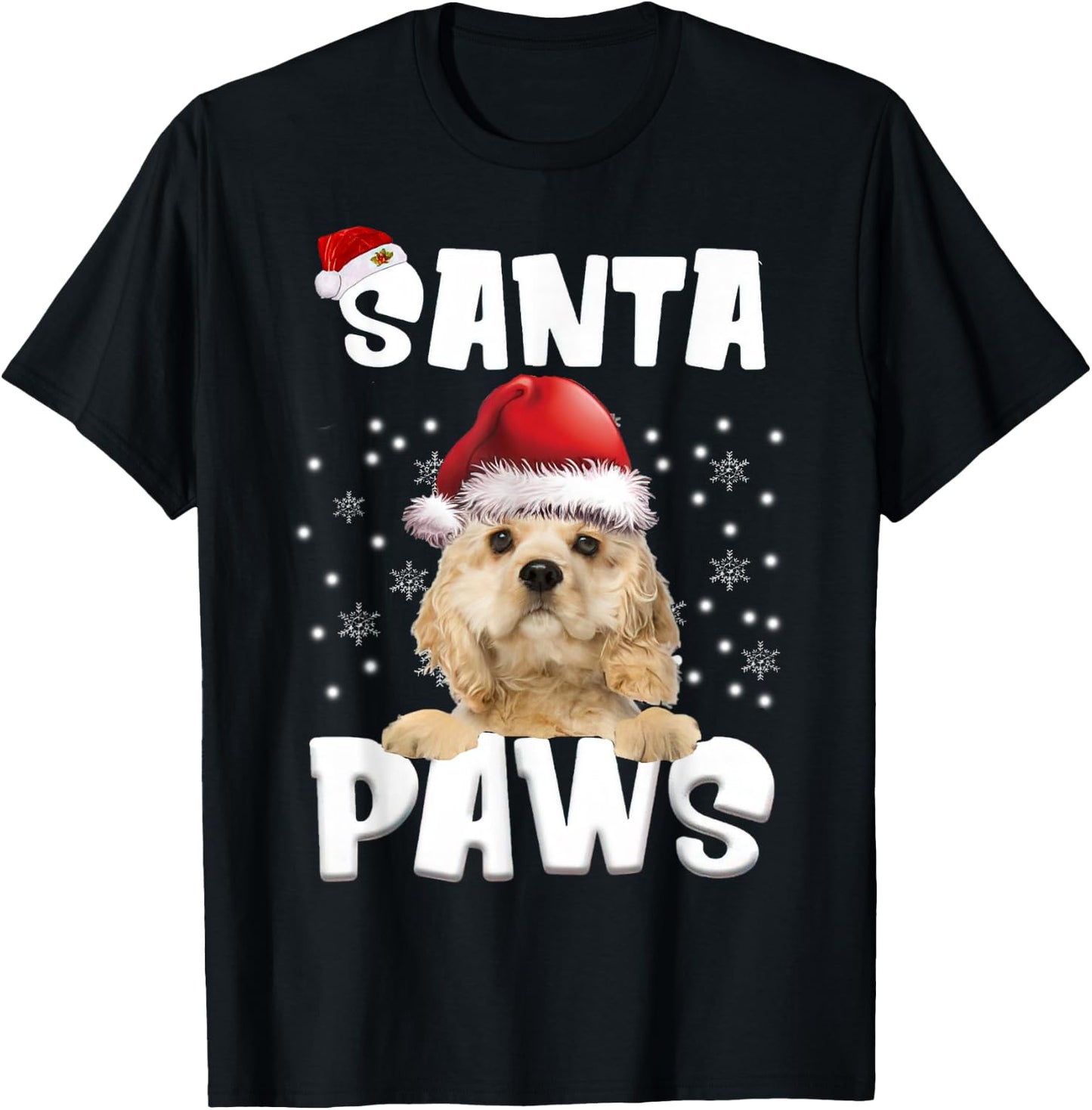 Funny American Cocker Spaniel Christmas Lights Tree Dog Men Women T-Shirt - T-Shirt | Black